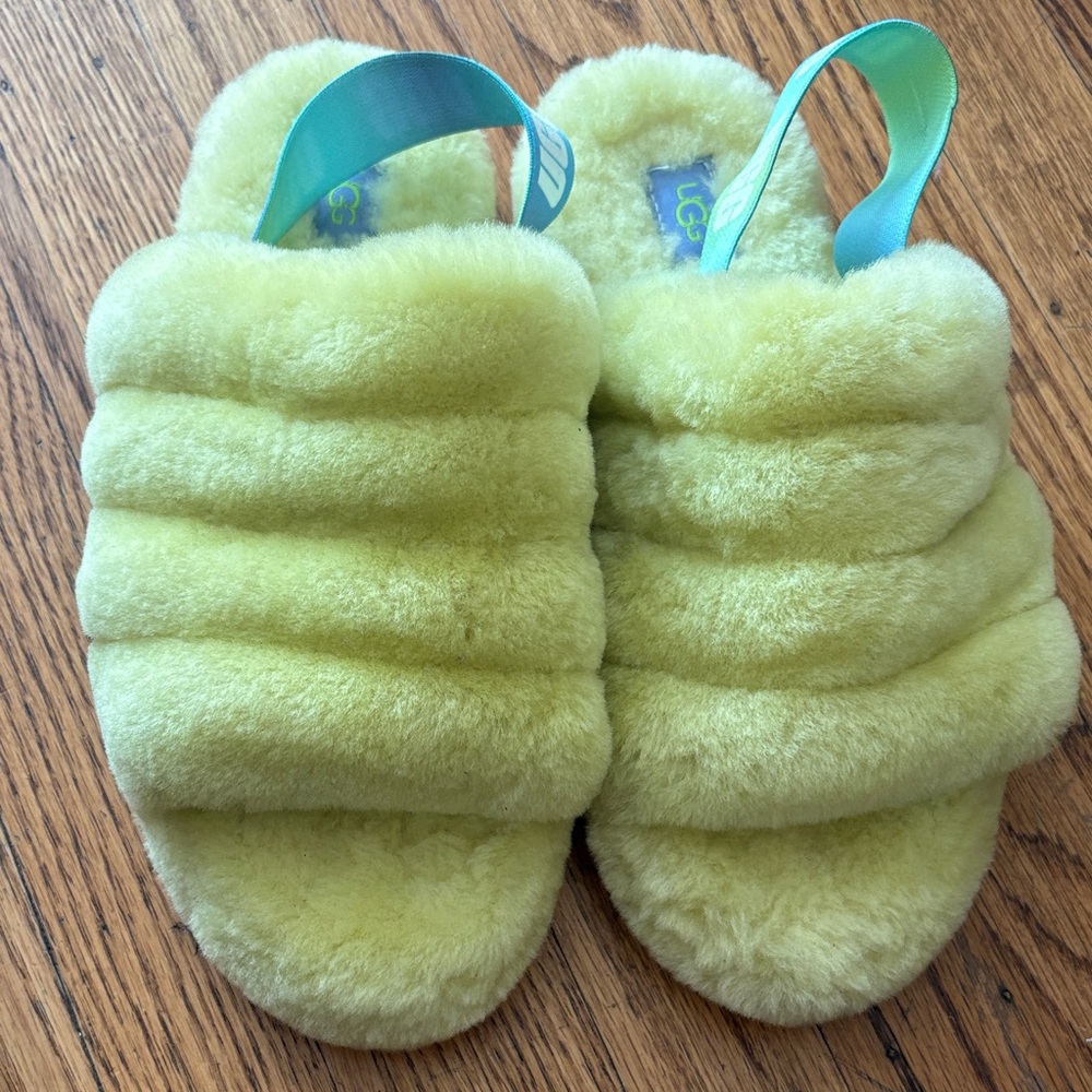 UGG  Plush Lime Slippers